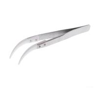 Stainless Steel Ceramic Tweezer with Heat Resistant Antimagnetic Replaceable Tips, Silver White, 1pc (Big Curved Tip)