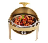 Stainless Steel Chafing Dish 9 L, Round Catering Food Warmers with Lids, Stainless Steel Buffet Warmer, 90°/180° flip The lid Over, for Catering, Weddings & Parties
