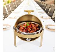 Stainless Steel Chafing Dish 9L Chafing Dish Buffet Warmer, 90°/180° flip The lid Over, Buffet Server and Warmer for Commercial Catering Buffets Hotels Round Chafing Dish