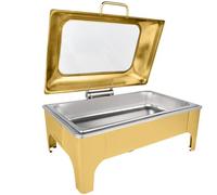 Stainless Steel Chafing Dish Buffet Stove, 9L Hydraulic Glass Cover, Easy to Clean with Viewing Window, Ideal for Restaurants, Hotels, Parties Food Heating