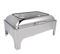 Stainless Steel Chafing Dish Buffet Stove, 9L Hydraulic Glass Cover, Easy to Clean with Viewing Window, Ideal for Restaurants, Hotels, Parties Food Heating