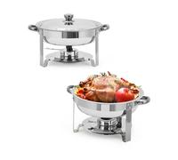 Stainless Steel Chafing Dish Round Buffet Warmer with 2Pcs, Insulated Food Warmer & Stackable Trays, Thickened Catering Grade Hot Pot for Buffets, Parties, Serving - Durable, Portable