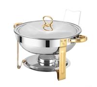 Stainless Steel Chafing Dish Set 2 Pack 5 QT Buffet Warmers With Glass Lids Complete Serving System Construction Glass Lid Holders Easy Temperature Control Quick Cleaning Catering Restaurants(White)