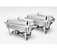 Stainless Steel Chafing Dish Set, Full Size 1/1 GN, 8.5 Litre Capacity, Foldable Legs, with Lids and Fuel Holders, Pack of 2