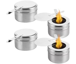 Stainless Steel Chafing Fuel Holders 4 Pack with Safety Handle and Oxygen-Cutting Lid for Controlled Fuel Flame Management and Even Heating at Buffets