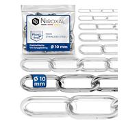 Stainless Steel Chain 316 Marine Grade 10 mm Heavy Duty Long Link DIN 763 DIN 5685 Anchor Chain 0.25 m Pack of 2 NietFullThings