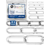 Stainless Steel Chain 316 Marine Grade 8 mm Heavy Duty Long Link DIN 763 DIN 5685 Anchor Chain 0.25 m Pack of 2 NietFullThings