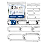 Stainless Steel Chain 316 Marine Grade 8 mm Heavy Duty Long Link DIN 763 DIN 5685 Anchor Chain 1 m Pack of 2 NietFullThings
