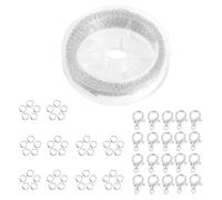Stainless Steel Chain for Jewelry Making Silver Necklace Making Kit Supplies Findings for Making Necklace Earring Bracelet Color Plated Metal Reel with Jump Rings Lobster Clasps Connectors 5m
