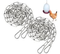 Stainless Steel Chain for Poultry Drinker Feeder 2PCS 2m Hanging Chain with 4 Hooks Heavy Duty Chain for Chicken Feeders Bird Feeder Chicken Coop Accessories Loading 80kg