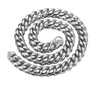 Stainless Steel Chain Necklace, 15mm Width,15mm 18 inches/46cm, Six-Sided Grinding, Silver