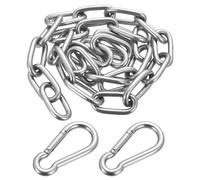 Stainless Steel Chains, 1 Metre Heavy Duty Chain Links, Metal Security Chain, 6mm Steel Welded Link Chains for Fence Gate Door Bike Bicycle Swing Security Lock Lift, with Carabiner
