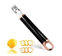 Stainless Steel Channel Knife, Multifunctional Lemon Zester Fruit Peeler with Hanging Loop Lemon Twist Peeler Fruit Peeler Citrus Zester Tool for Cocktail Kitchen Home Bar (Black Gold)