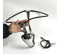 Stainless Steel Chastity Belt Device Invisible Cock Penis Cage Adjustable BDSM Men Bondage Lockable Underwear with Hole (Black 60-90cm)
