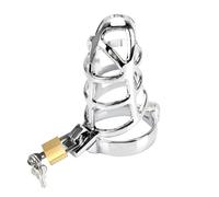 Stainless Steel Chastity Cage Penis Rings for Men Cock Stretcher Lock Harness Bondage Set Sex Toys Adult Games Erotic Goods Shop White 40Mm Flat Ring