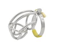 Stainless Steel Chastity Lock, Metal Chastity Device, Adjustable Small Chastity Cage, Male Chastity Belt A136 (Ring 43mm)