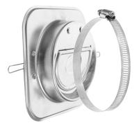 Stainless Steel Check Valve with Clamp 100x100mm for Vent Covers | Silent Backflow Control, Gravity Spring Closure, Sealing Gasket, Silver Finish for Wall Vents