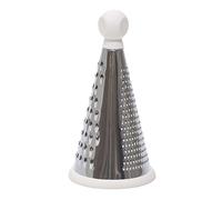 Stainless Steel Cheese Grater 3-Sided Conical Grater with Grip Handle and Non-Slip Base Fine Medium Coarse Grating Shredding Hand Held Grater for Cheese Fruit Vegetables (White)