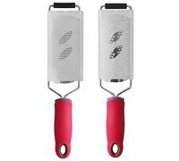 Stainless Steel Cheese Grater Multifunctional Lemon Chocolate Zester with Non Slip Handle Material for Kitchen Use Red 30.7x6.5cm 1 or 2 Graters ([Two-piece Set] Fine-Tooth planing Model)