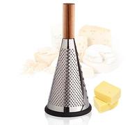 Stainless Steel Cheese Grater with Ergonomic Non-Slip Handle, Round Multi-Function Shredder for Vegetables Chocolate Nuts, Compact Kitchen Tool