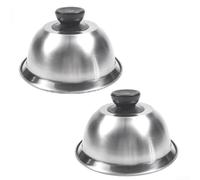 Stainless Steel Cheese Melting Dome 16cm 2 Pack Basting Cover for Griddle Grill for smash Burger Flat for top BBQ Steaming Lid(16CM)