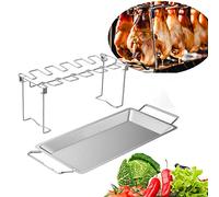 Stainless Steel Chicken Leg and Wing Rack with Drip Pan for Grill Oven Smoker