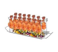 Stainless Steel Chicken Leg Rack - Non-stick Battery Grill Rack | BBQ Wing Roaster Stand | 14 Slots Vertical Chicken Drumstick Rack | Foldable Oven Roast Tray, AC