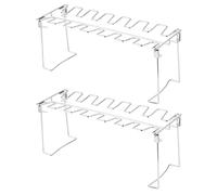 Stainless Steel Chicken Wing Leg Grill Rack Durable Folding Barbecue Oven Roaster Stand for Grilling Chicken Wings Legs and Other Foods 2 Pack