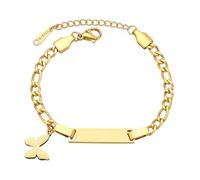 Stainless Steel Children's Bracelet, DIY engraved hand jewelry, Xmas Gift, Custom Engraved Stainless Steel Bracelet, Straight Line Pendant Children's Bracelets (Gold, E)