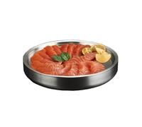 Stainless Steel Chilled Serving Tray with Ice Chamber - Silver Platter for Shrimp Cocktails and Party Fruit Buffets - Appetizer Tray Food-Grade Dip Bowl for Hot/Cold Preservation (11in)