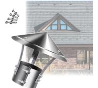 Stainless Steel Chimney Cap 100/130/140/160/200/220 mm Stove Pipe Topper, Chimney Pot Roof Cowl Rain Cover for Fireplace Flue Furnace Exterior Stove Vent Silver Easy Installation(220mm/8.6in)
