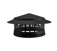 Stainless Steel Chimney Cap | Umbrella Roof Vent Cover with Mesh Screen for Rain Wind Debris Prevention | Exterior Wall Fresh Air Outlet Exhaust Hood for Home | Black(200mm)