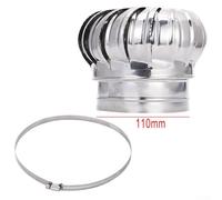 Stainless Steel Chimney Cowl Cap | Rotating Flue Pipe Cover for Smoke Ventilation | Anti-Downdraught Wind Spinner Top Exhaust Guard Compatible with Most(Ø110 MM)