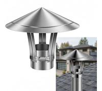 Stainless Steel Chimney Cowl Cone Top Roof Rain Cap Adjustable Clamp Flue Pipe Cover Weatherproof Exhaust Vent Protector for Outdoor Wood Burner Fireplace Heater Heating Systems(250mm)