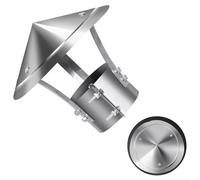 Stainless Steel Chimney Rain Cover for Round Flue Pipe, 100mm Inner Diameter, 255x255x150mm, for Durable Weatherproof Cap with Wide Reinforced Hoop, Se