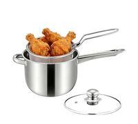 Stainless Steel Chip Pan Fryer with Basket 3.5L, Deep Fat Frying Pan for Cooking Chips, Safe Heat Resistant Handle, Multi-Purpose Pot for Boiling & Stewing, Induction Hob Thickened Base for Kitchen