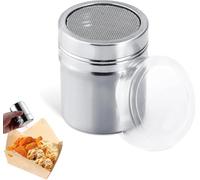 Stainless Steel Chocolate Shaker for Cappuccino,Fine Mesh Icing Sugar Shaker Duster with Lid for Sprinkle Evenly,Multifunctional Flour Shakers for Baking Cooking,Kitchen Craft (Silver)