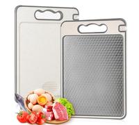 Stainless Steel Chopping Board, Cutting Boards for Kitchen Double Sided Wheat Straw Cuttingboard for Meat and Vegetables Dishwasher Safe 36 x 25cm