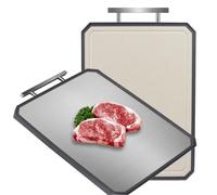 Stainless Steel Chopping Board Double Sided Cutting Boards for Kitchen, PP and Metal Chopping Board for Meat Bread Vegetable with Convenient Handle
