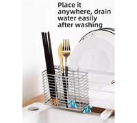 Stainless Steel Chopstick Holder Wall Mounted Kitchen Organizer with Compartments for Cutlery and Cutting Boards, Rust Resistant Utensil Storage with Ventilated Base (White)