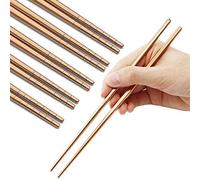Stainless Steel Chopsticks Reusable Multicolor Lightweight 304 Metal Chopsticks Dishwasher Safe - 5 Pairs (Rose)