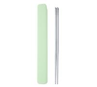Stainless Steel Chopsticks Reusable, Portable Chopsticks with Pull Design Case, Chopsticks for Bento Box, Picnic, Office, Dishwasher Safe, 22.86CM (Green)