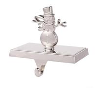 Stainless Steel Christmas Stocking Holders for Mantel Shelf, Non Slip Hooks with Snowflake, Moose, Tree and Snowman Patterns, Holiday Decoration Hangers for Gifts and Stockings(Snowman)