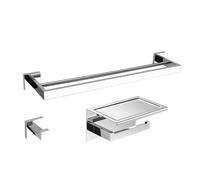 Stainless Steel Chrome Bathroom Hardware Set Towel Rack Bar Tissue Holder Robe Hook for Bath Decor Accessories,3 piece set D