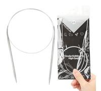 Stainless Steel Circular Knitting Needles Set 80cm Long, Needle 2mm / 10mm / 7mm / 5mm UK Size - Interchangeable, Lightweight, Ergonomic Handles (0.7cm)