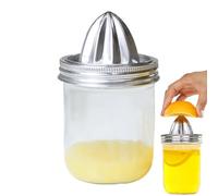 Stainless Steel Citrus Squeezer - Lemon Squeezer | Juicer Lid with Glass Jar - for Home Kitchen Orange Lime Outdoor Picnic