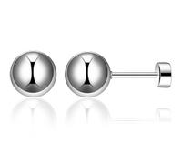 Stainless Steel Classical Plai Bead Ball Style Stud Earrings, Metal, Cubic Zirconia