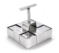 Stainless Steel Clay Cutter, Clay Plunger Cutters with Spring Loaded Plunger Multifunctional Square Handcraft DIY Punch Tool for Salads Desserts (L)