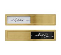 Stainless Steel Clean Dirty Magnet for Dishwasher, Gold Script Dishwasher Magnet Clean Dirty Sign, Premium Clean/Dirty Dish Washer Magnets with Protective Backing, Rustic Kitchen Dish Sign