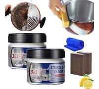 Stainless Steel Clean Wax,Magical Nano-Technology Stainless Steel Cleaning Paste-Surface Safe,Metal Polish Paste,Stainless Steel Cleaner and Polish for Appliances (2 Pcs)